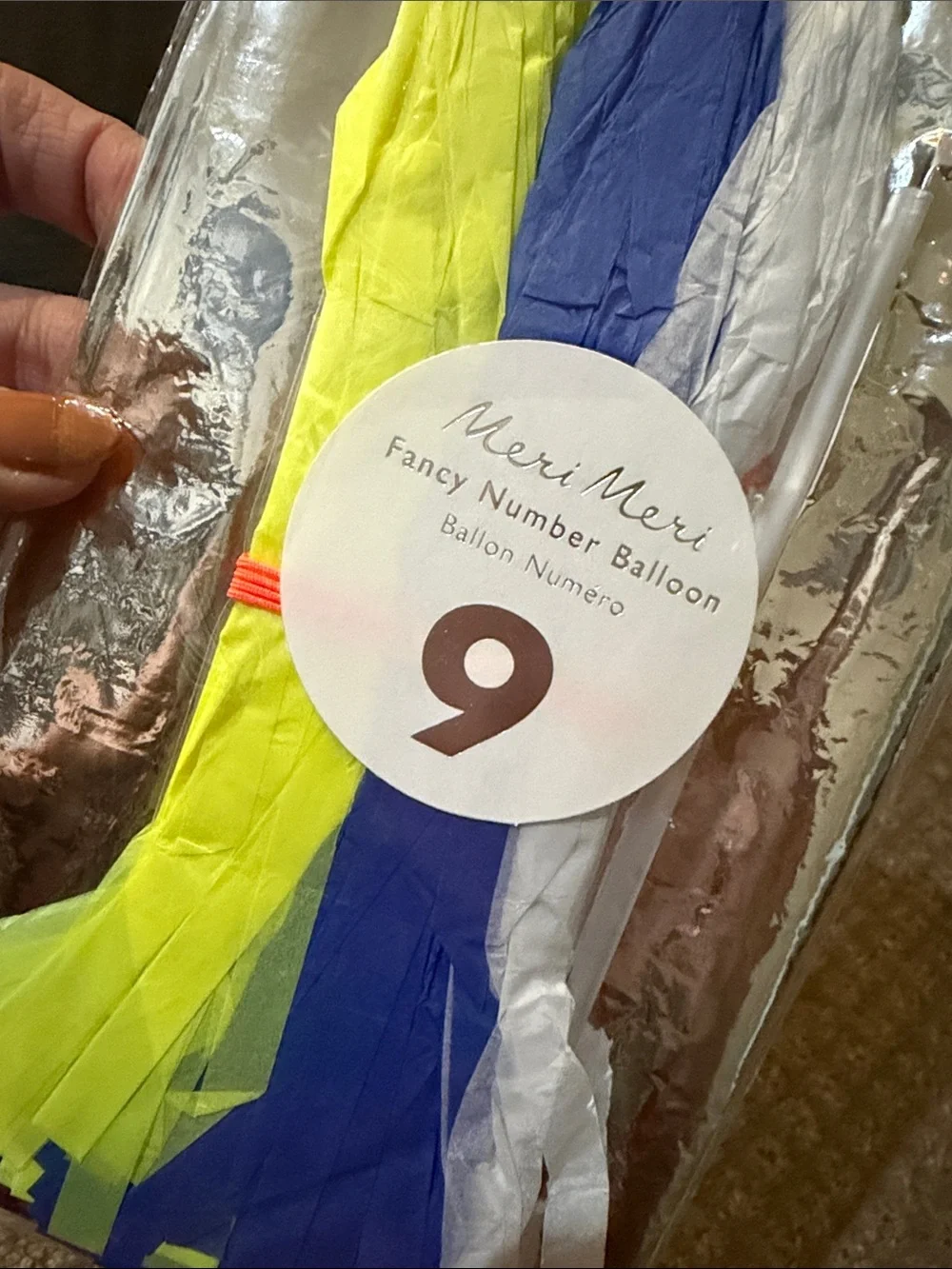 Meri Meri Yellow, Blue & White Balloon Tassel Set Number 9